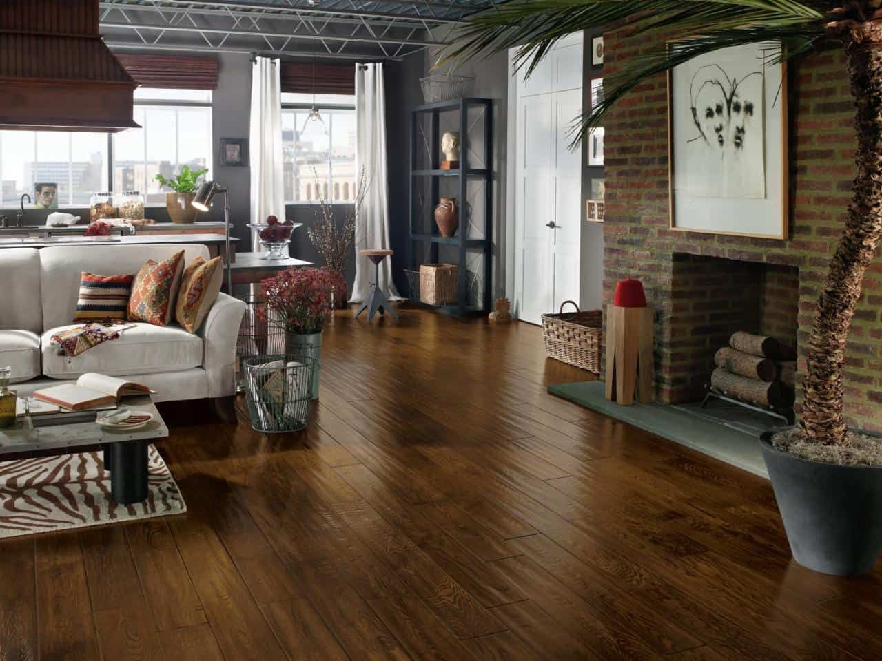 wooden floor living room decor